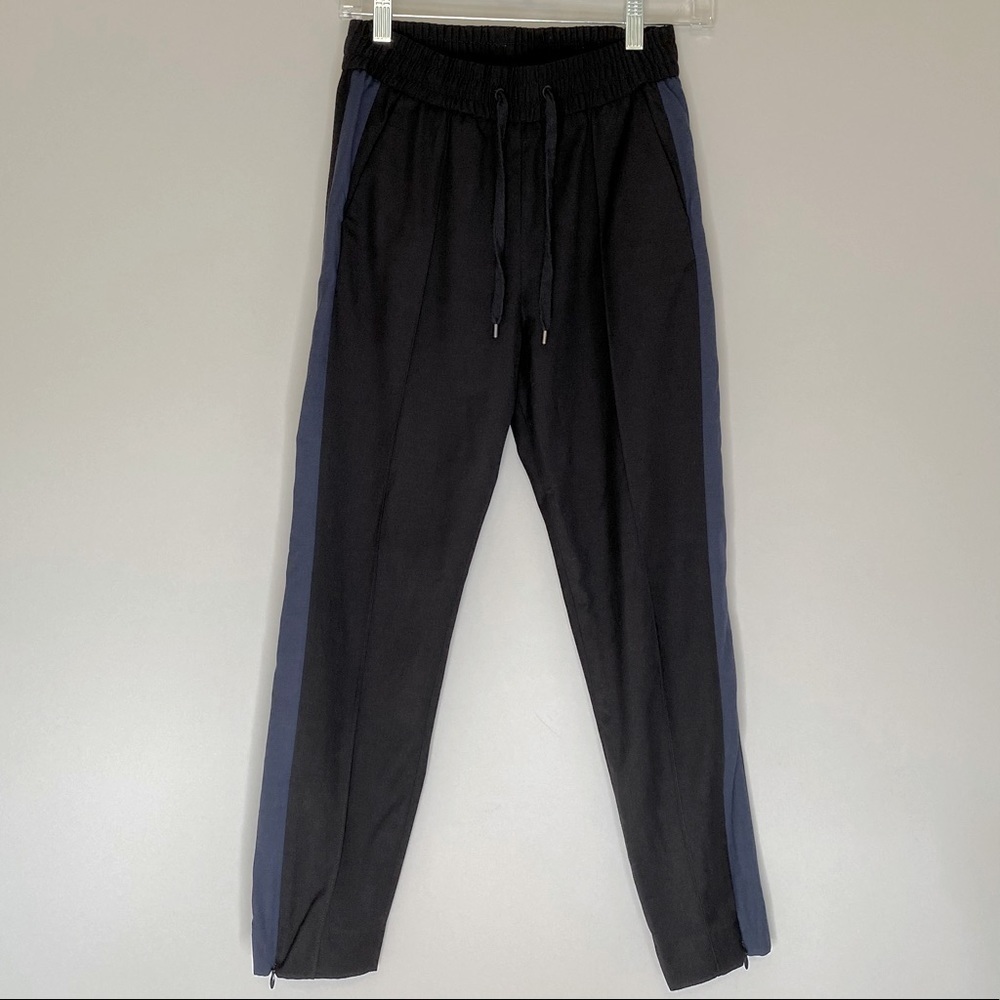 & Other Stories Black & Blue Side Stripe Zipper Cuff Drawstring Pants, 2